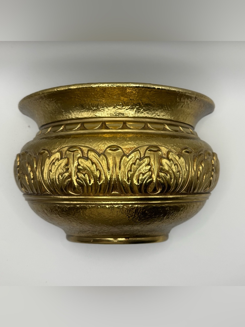 Vintage GIA Gold Wall Pocket Planter Hollywood Regency Acanthus Decor